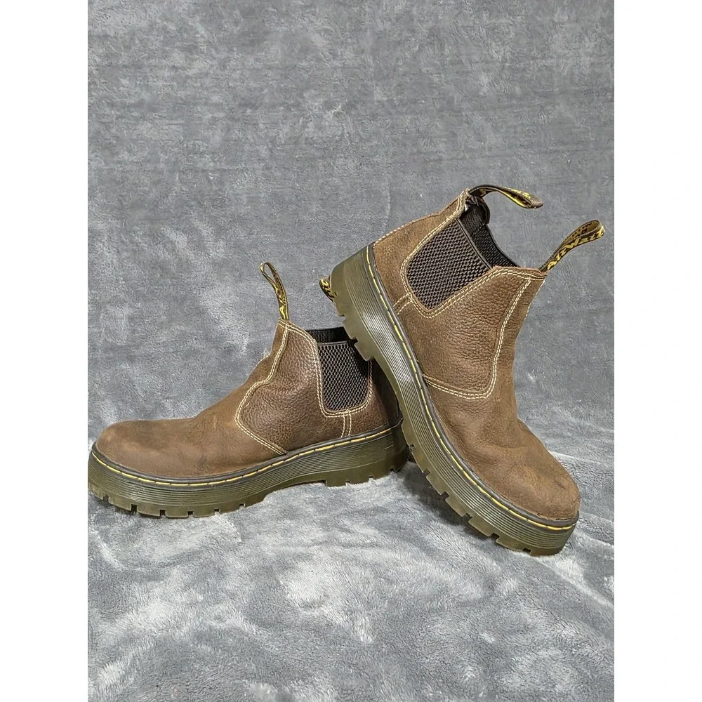 Dr. Martens Hardie Boots Mens Size 7 Brown Leather Chelsea Work Slip On Lug